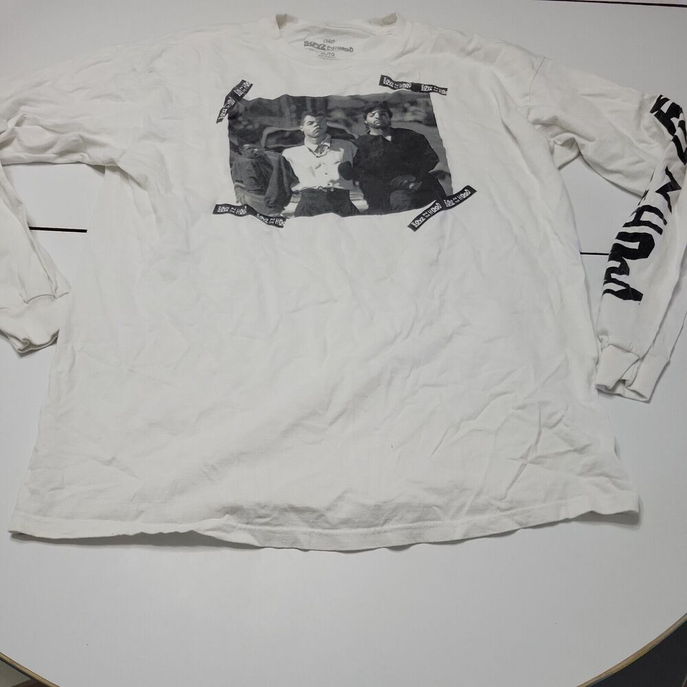 Boyz In The Hood Philcos Mens XL Graphic T-Shirt White Crew Neck Cotton Long Top
